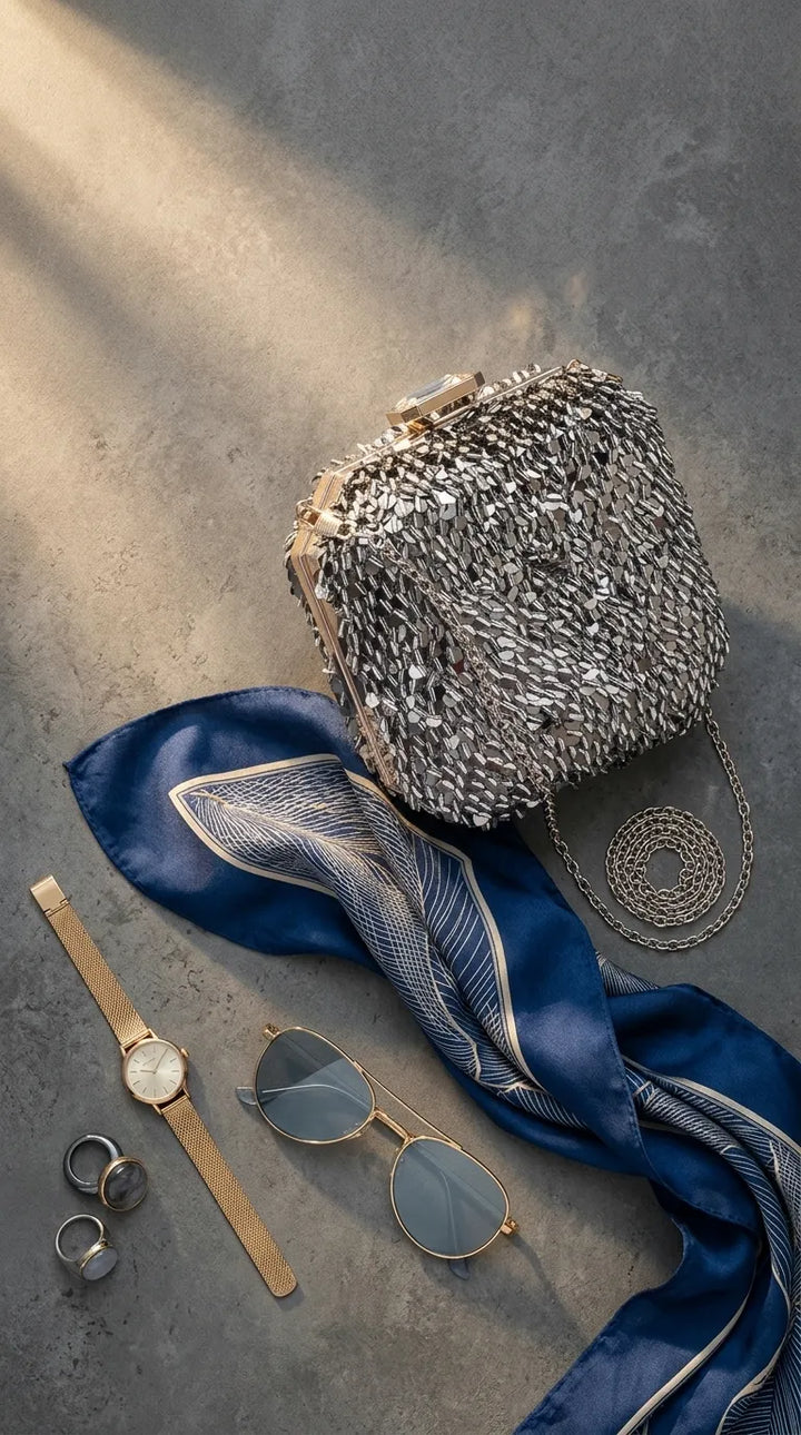 Grey Fancy Clutch For Ladies P24604