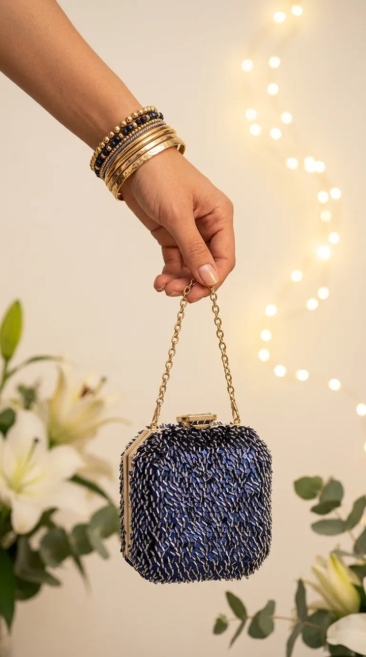 Blue Fancy Clutch For Ladies P24604