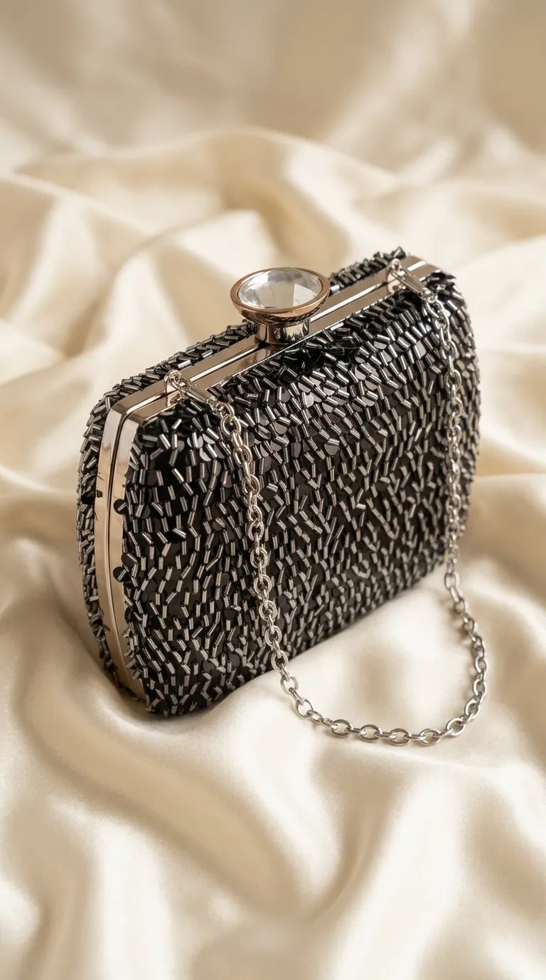 Black Fancy Clutch For Ladies P24605