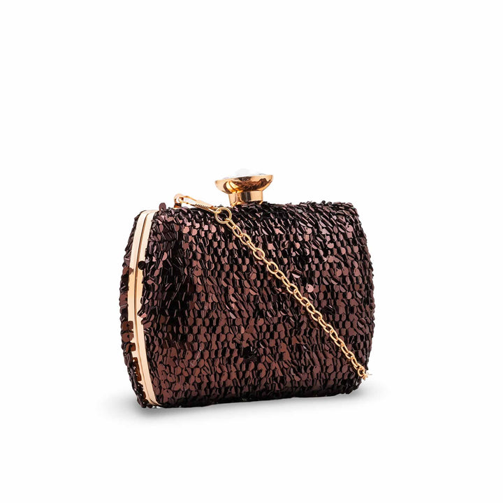 Brown Fancy Clutch For Ladies P24605