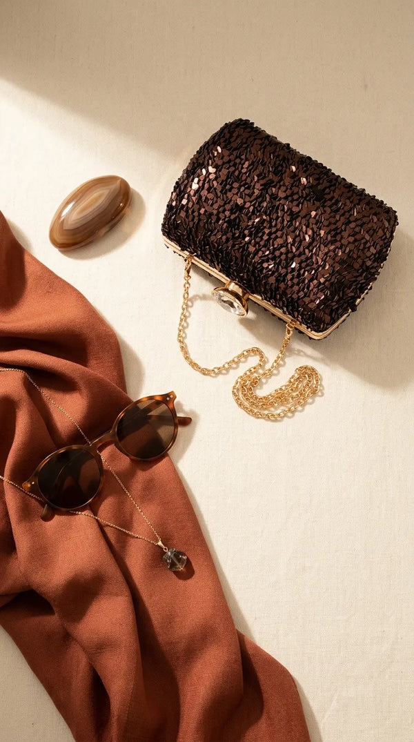 Brown Fancy Clutch For Ladies P24605