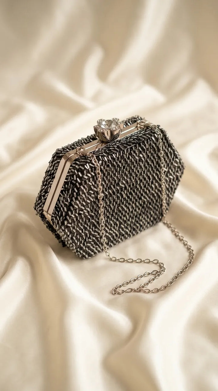 Black Fancy Clutch For Ladies P24606