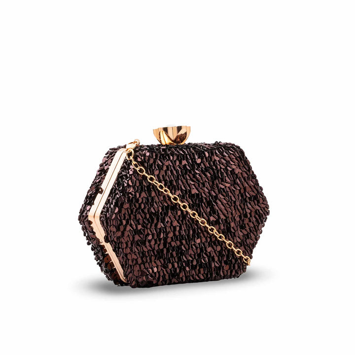 Brown Fancy Clutch For Ladies P24606