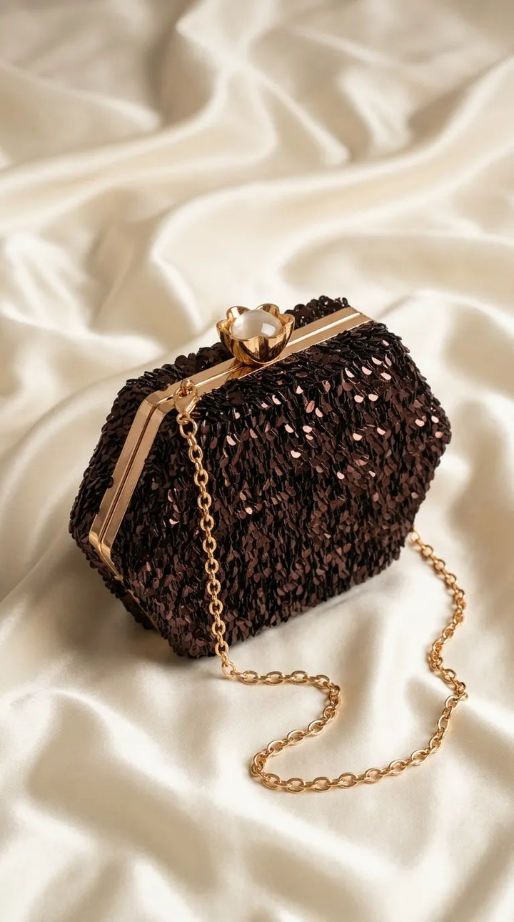 Brown Fancy Clutch For Ladies P24606