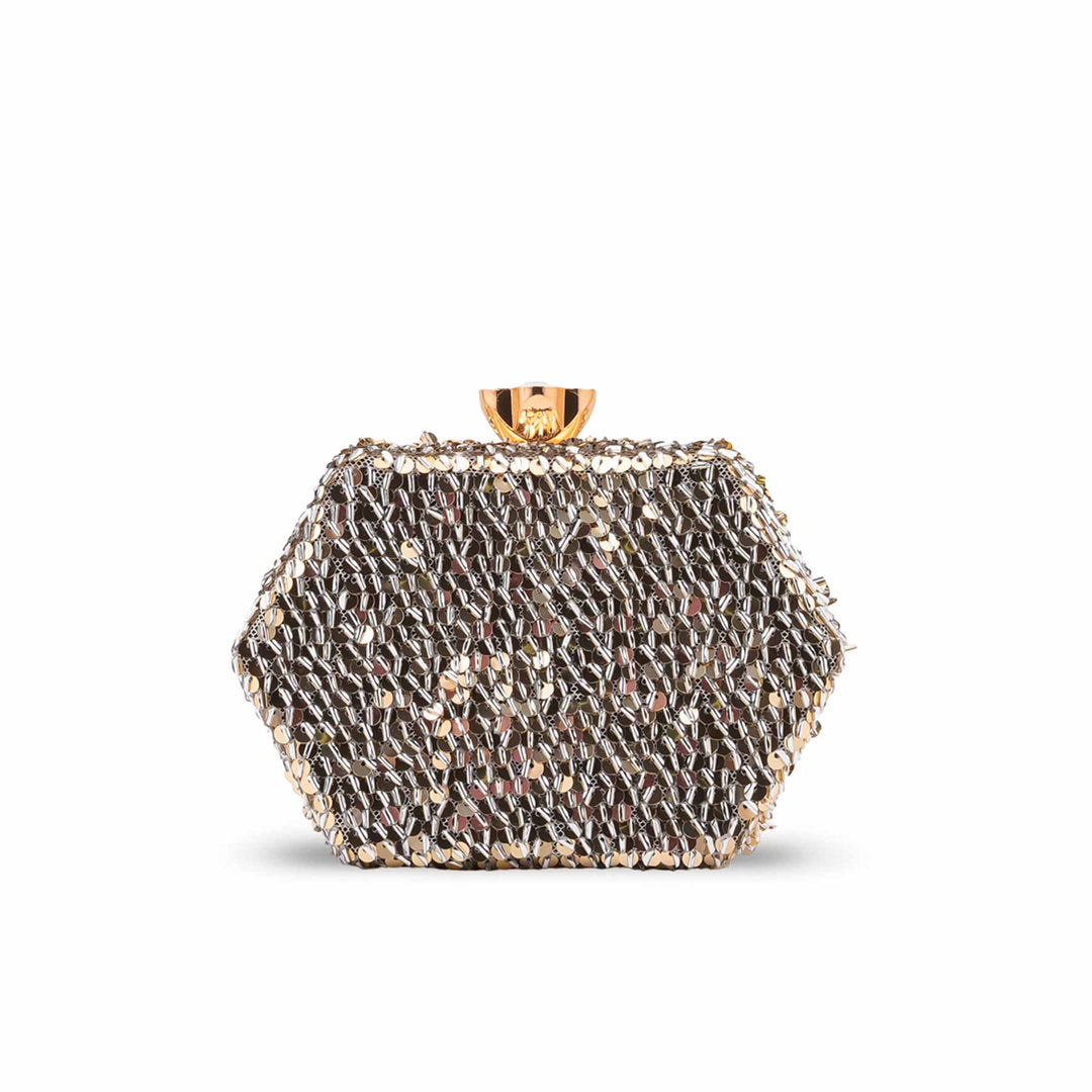 Golden Fancy Clutch For Ladies P24606