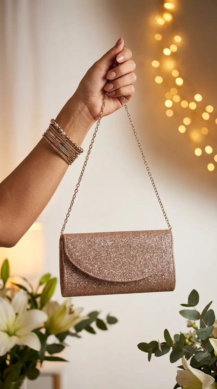 Champagne Fancy Clutch For Ladies P24608