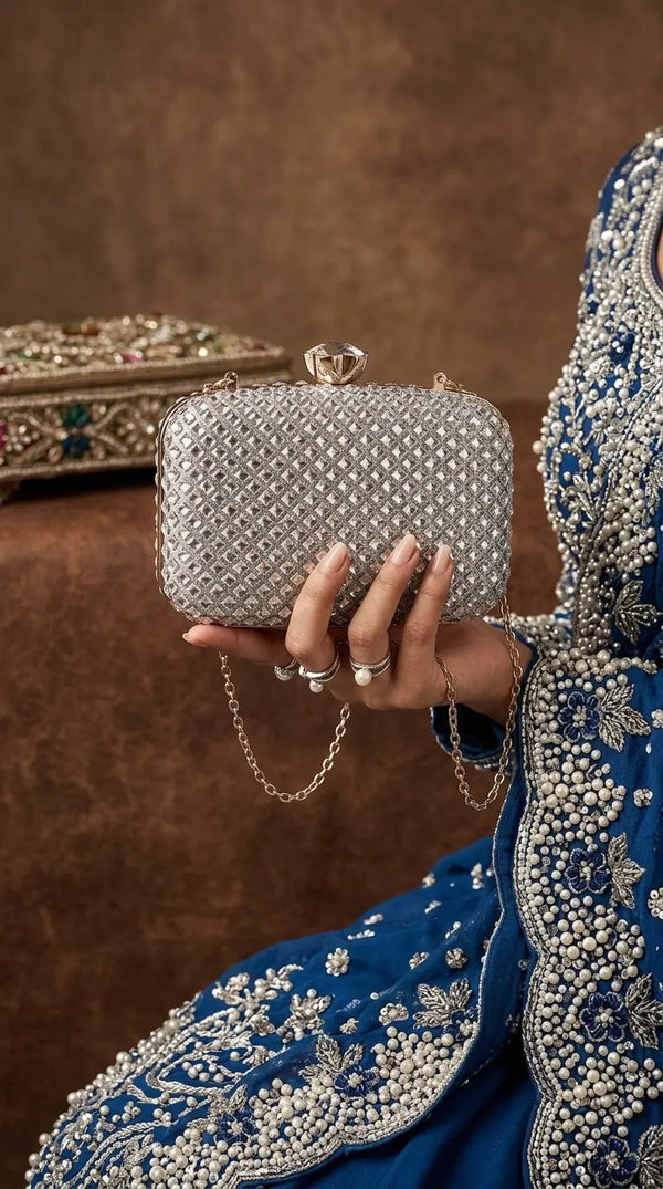 Silver Bridal Clutch P24611