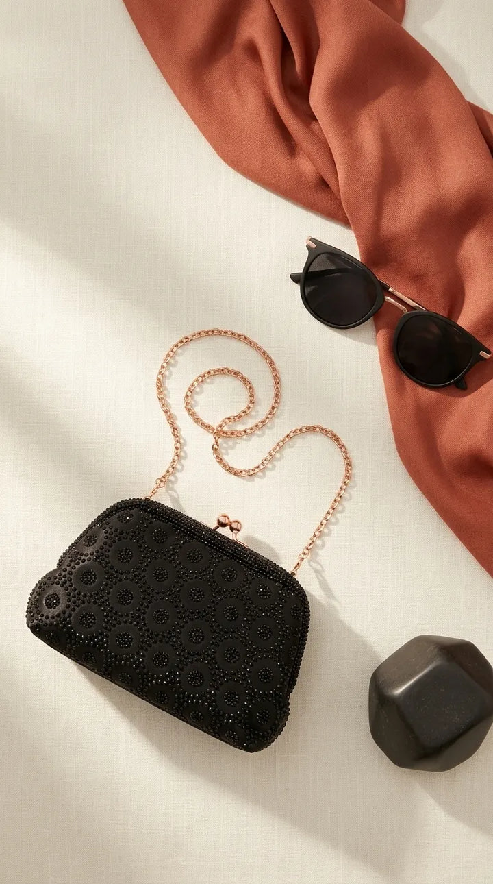 Black Fancy Clutch For Ladies P24621