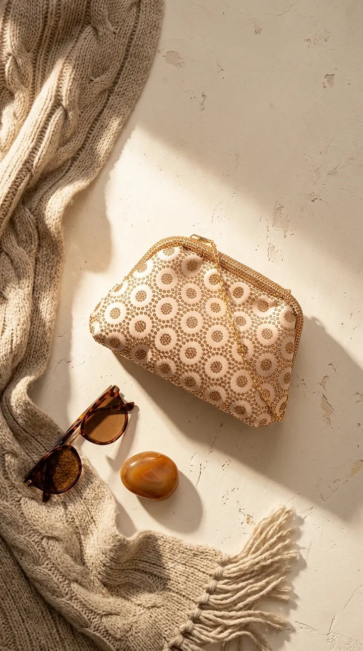 Golden Fancy Clutch For Ladies P24621