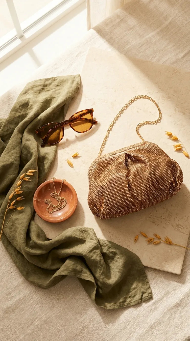 Golden Fancy Clutch For Ladies P24622