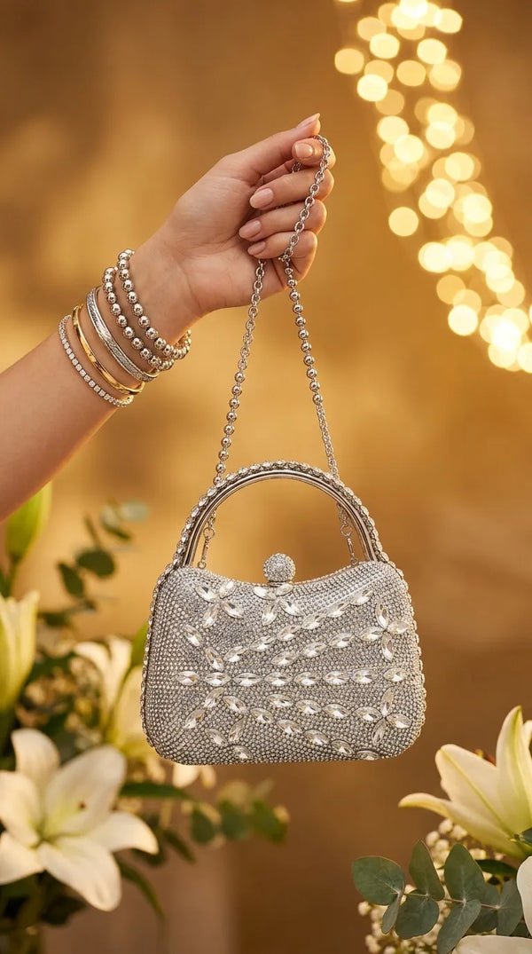 Silver Bridal Clutch P24623