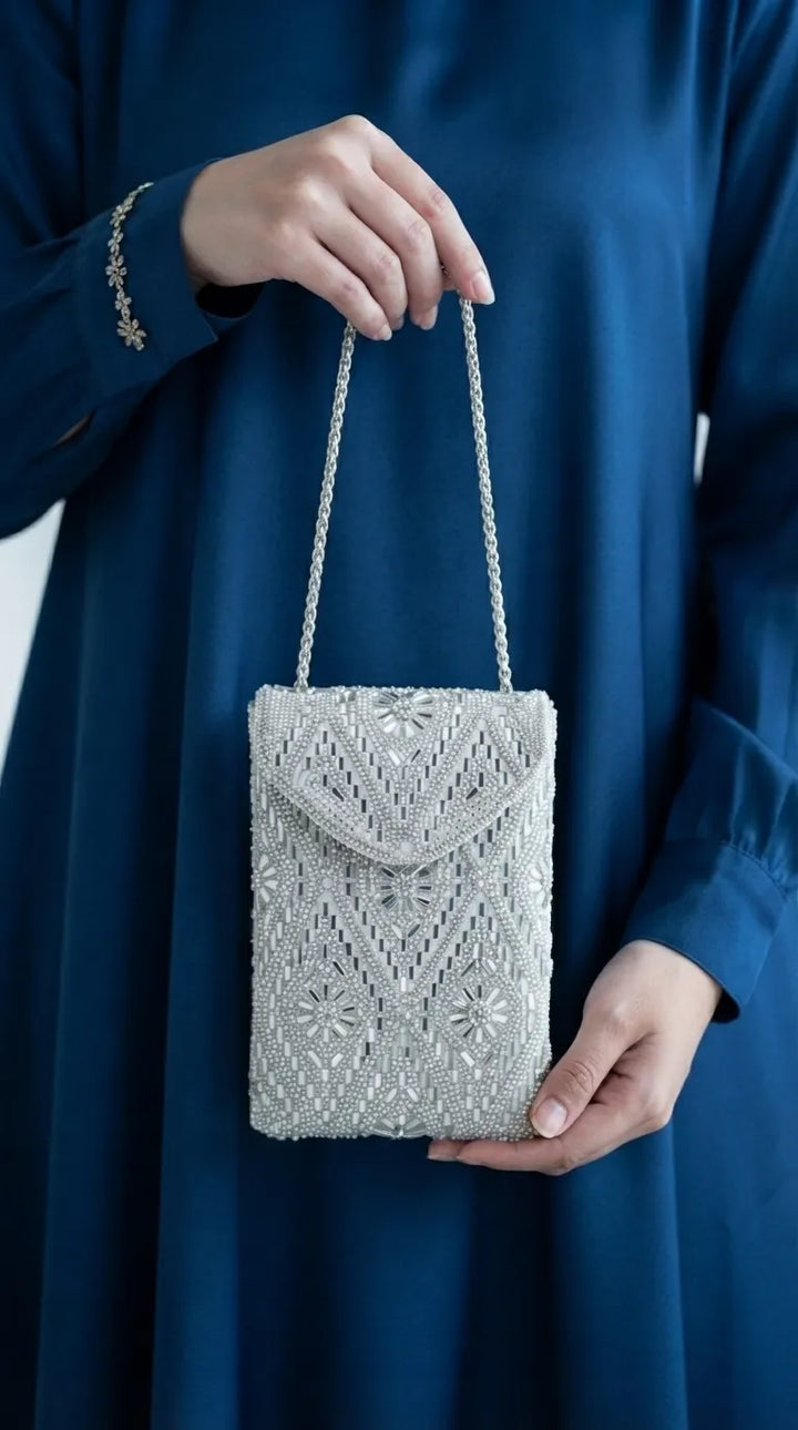 Silver Fancy Pouch For Women P24640