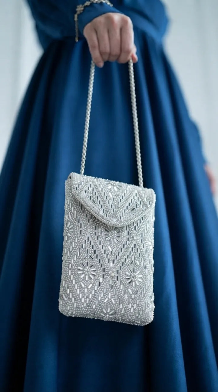 Silver Fancy Pouch For Women P24640