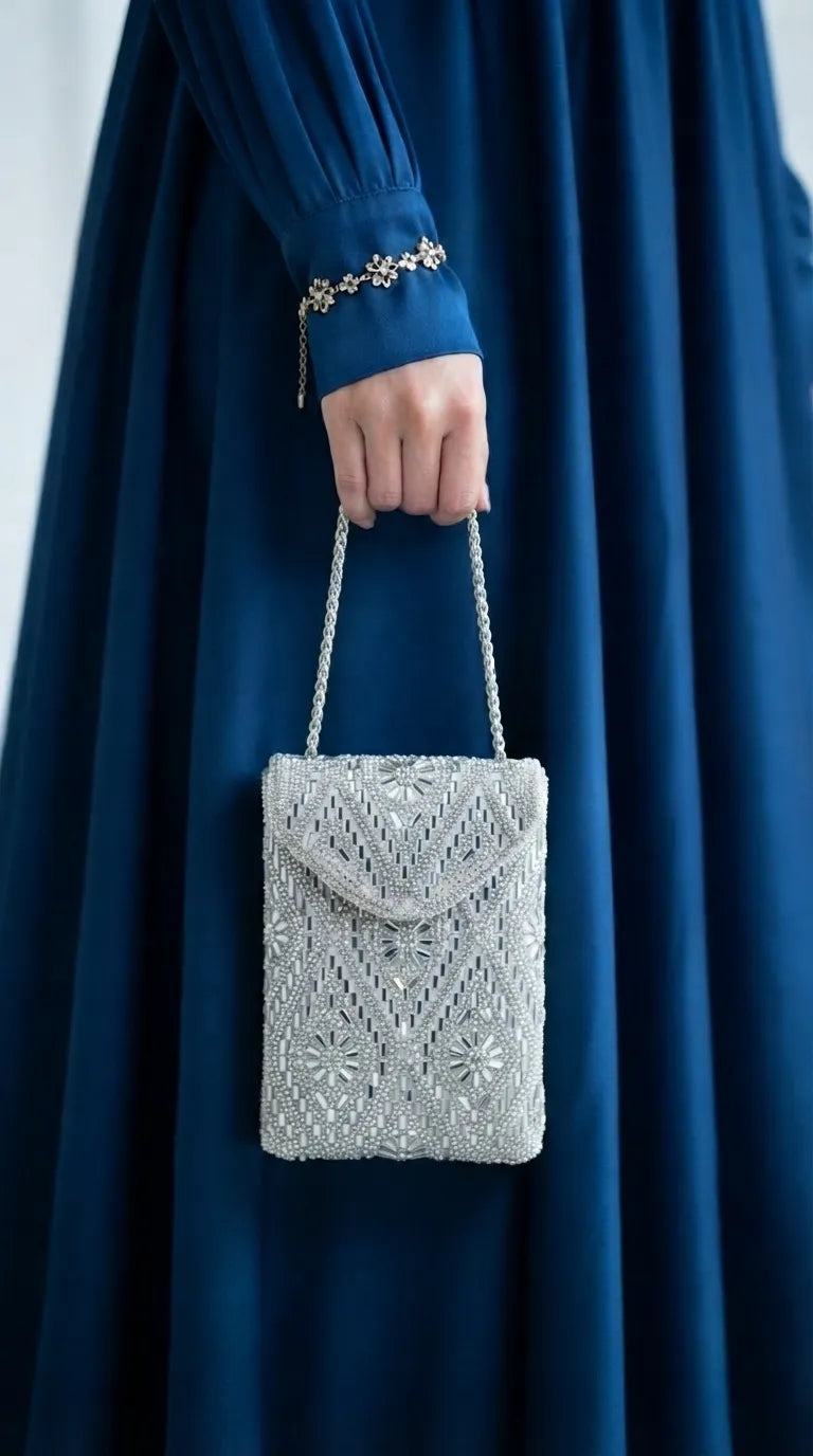 Silver Fancy Pouch For Women P24640