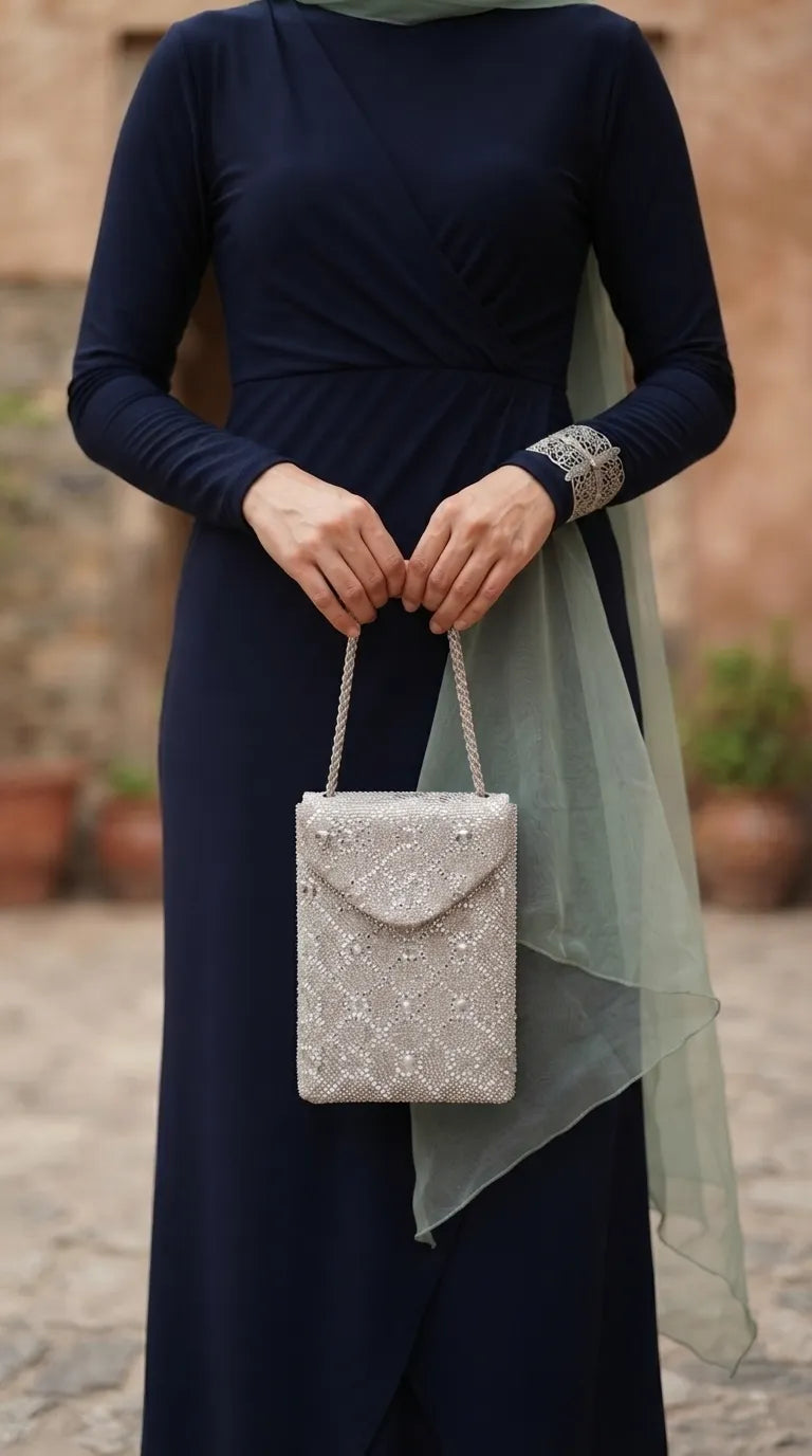 Silver Fancy Pouch For Women P24641
