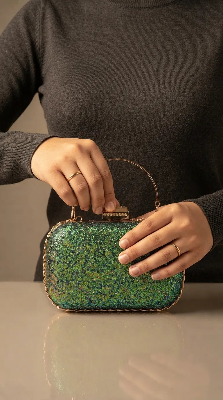 Green Fancy Clutch For Women P24647