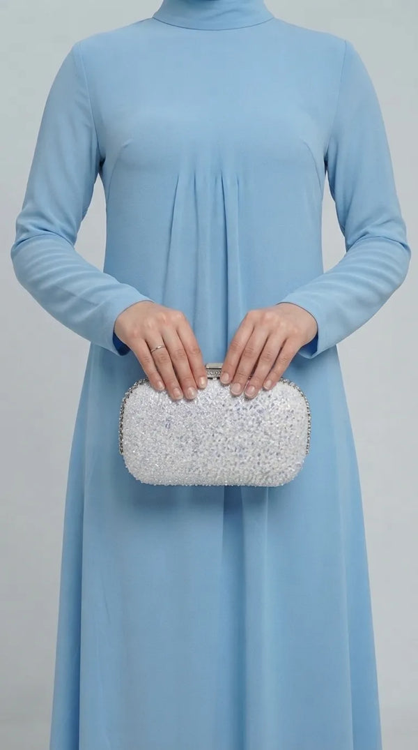 Silver Fancy Clutch For Women P24648