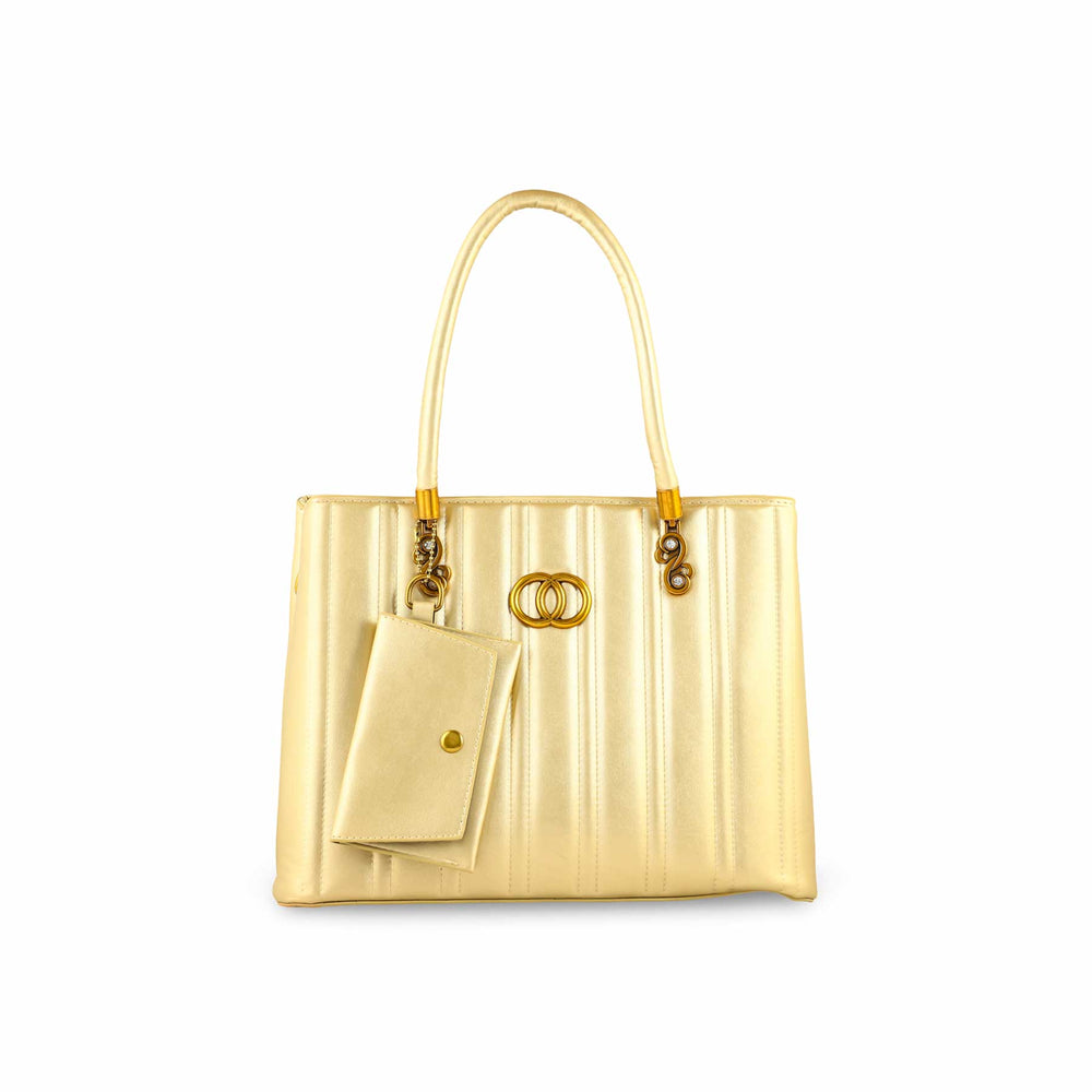 Golden Formal Hand Bag For Ladies P36152