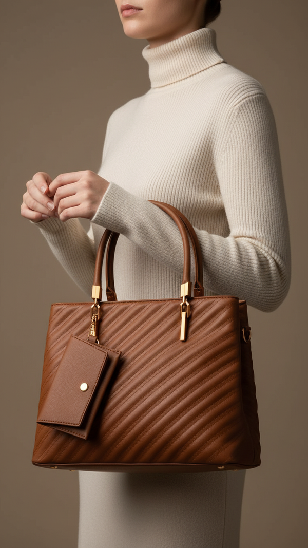 Brown Formal Hand Bag For Ladies P36153