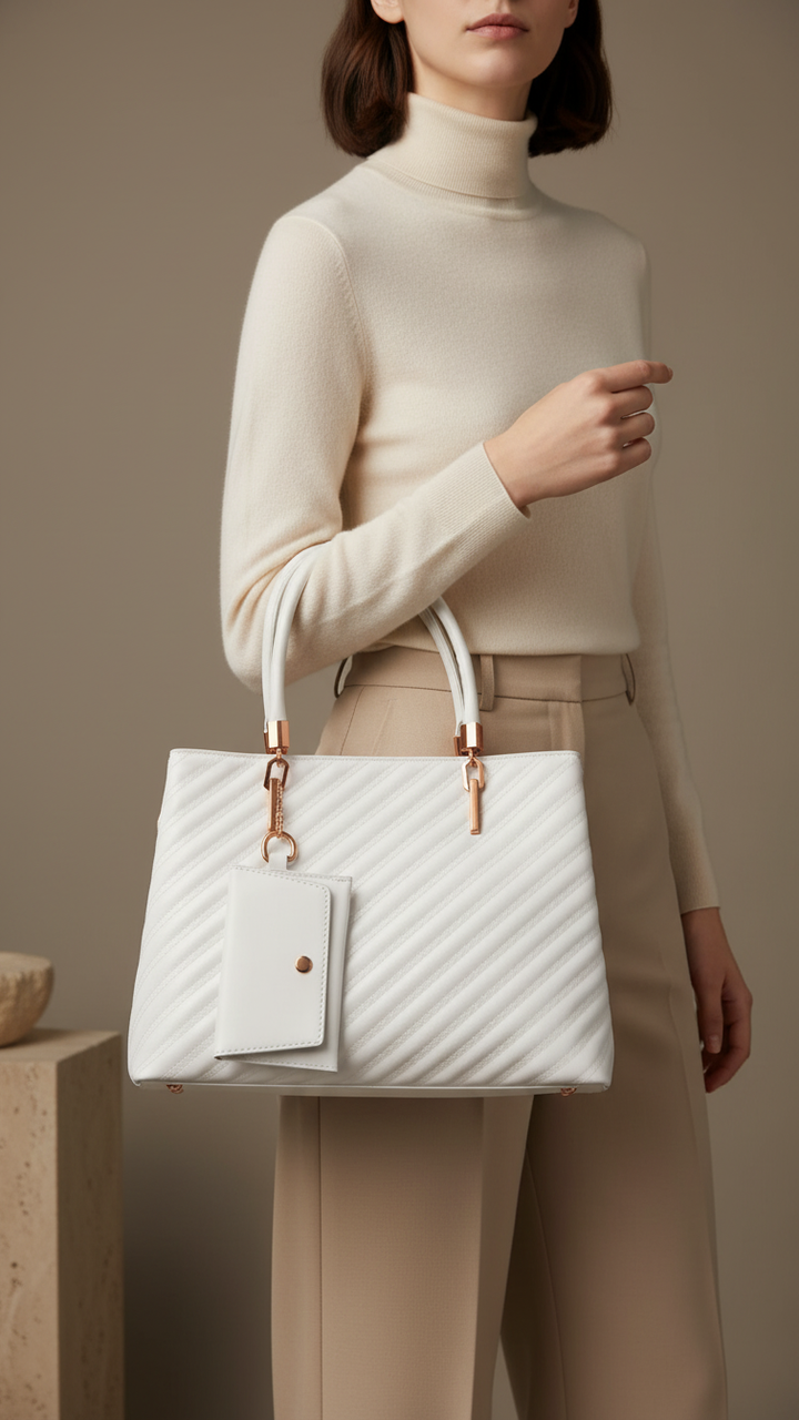 White Formal Hand Bag For Ladies P36153