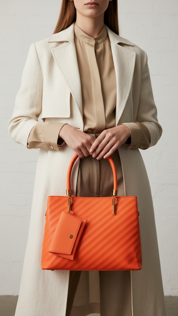 Orange Formal Hand Bag For Ladies P36153