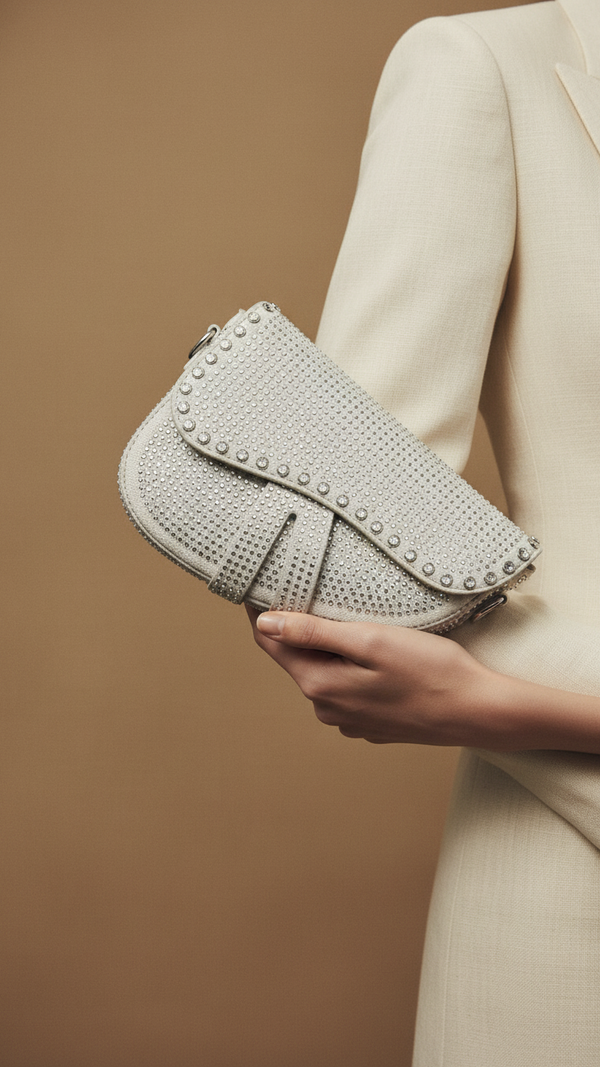 White Fancy Hand Bag P36200
