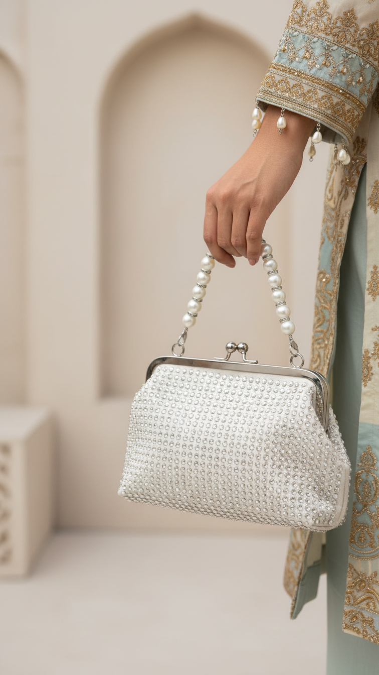 White Fancy Clutch P36203