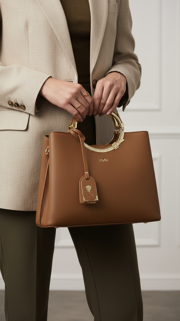 Khaki Formal Hand Bag P36255