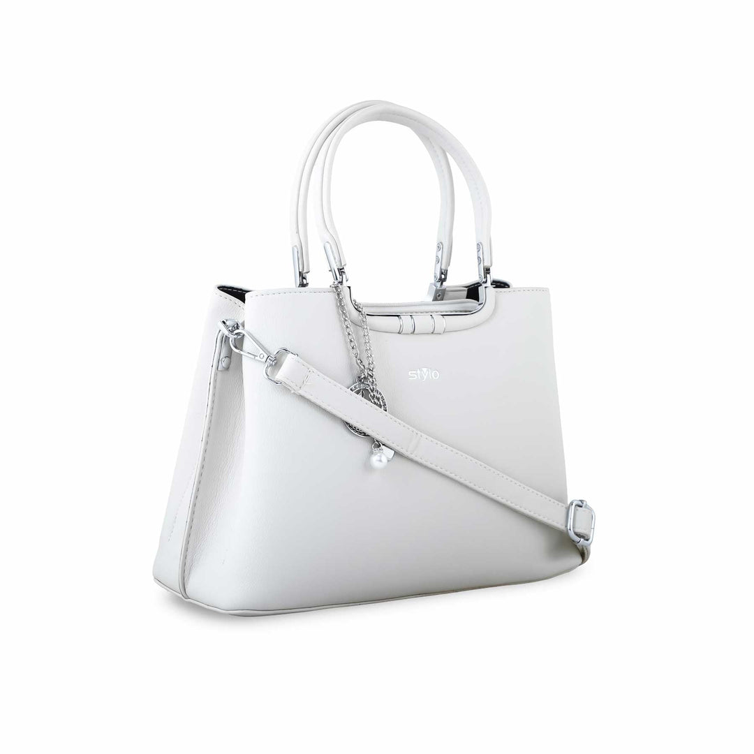 White Formal Hand Bag P36258