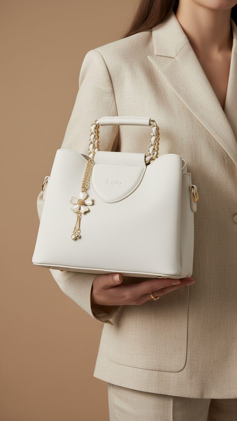 White Formal Hand Bag P36266