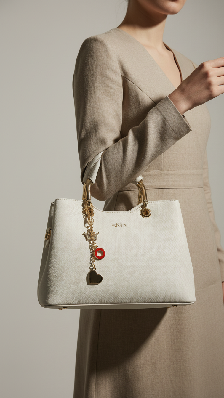 White Formal Hand Bag P36268