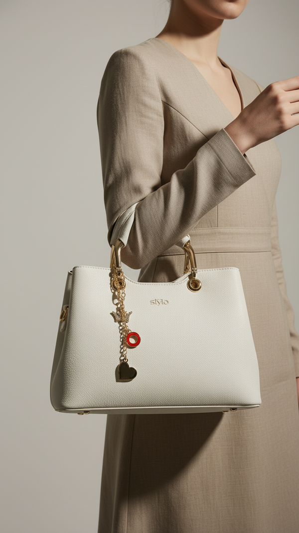 White Formal Hand Bag P36268