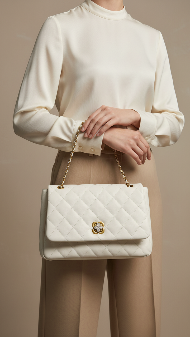 White Women Formal Shoulder Bag P36304