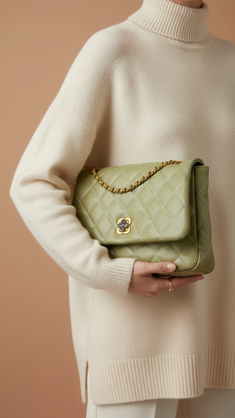 Green Women Formal Shoulder Bag P36304