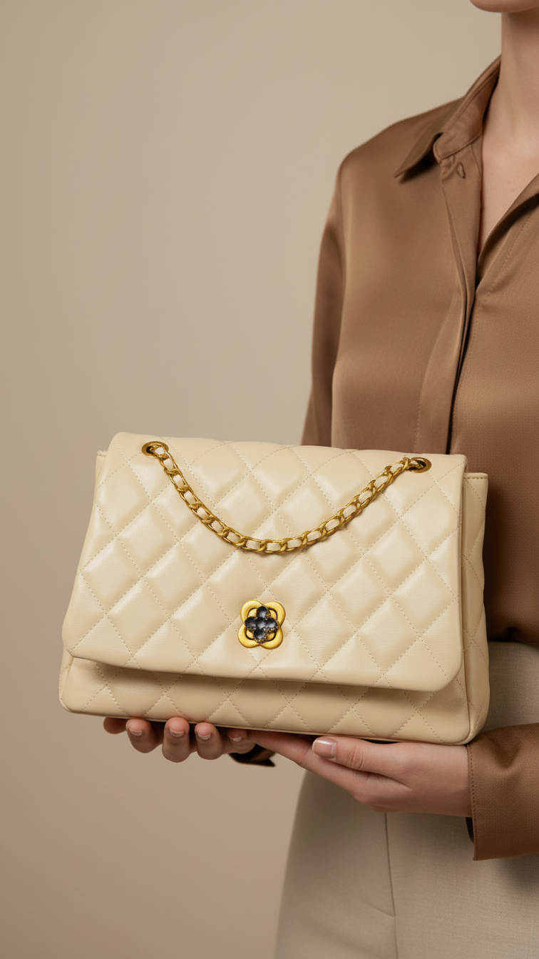 Beige Women Formal Shoulder Bag P36304