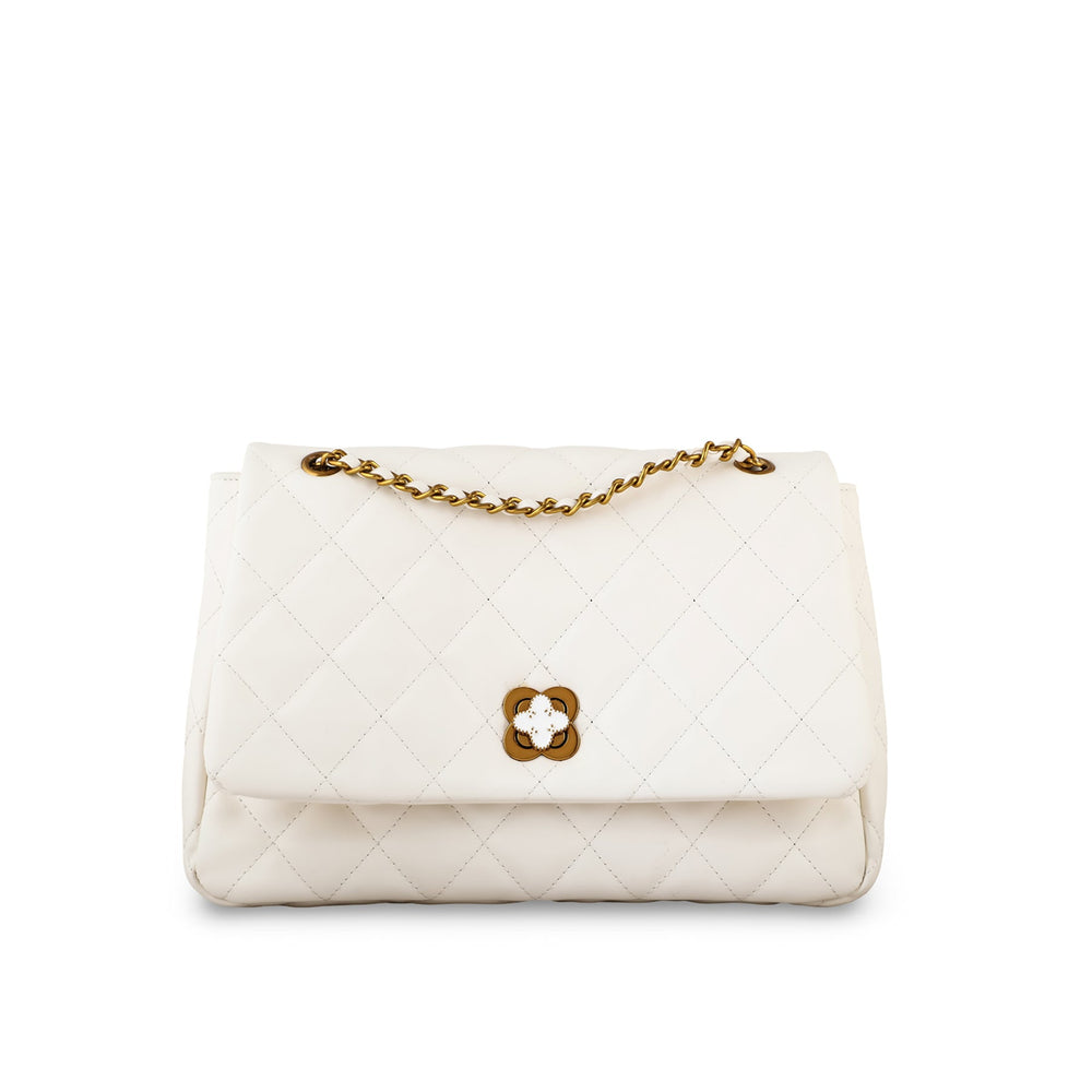 White Women Formal Shoulder Bag P36304