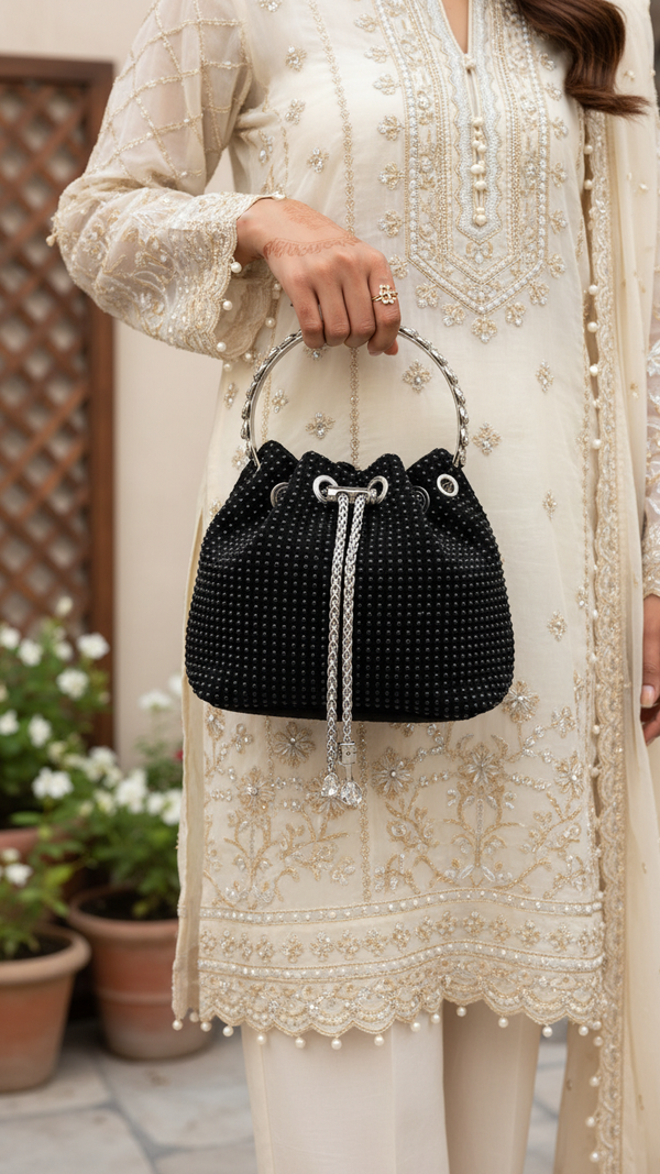 Black Fancy Clutch P36323