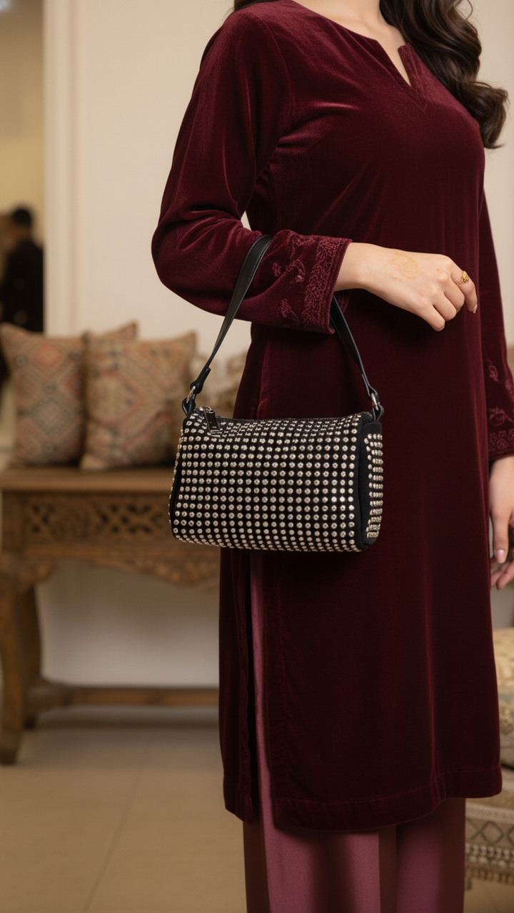 Black Fancy Clutch P36324