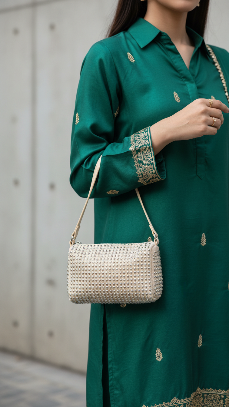 White Fancy Clutch P36324