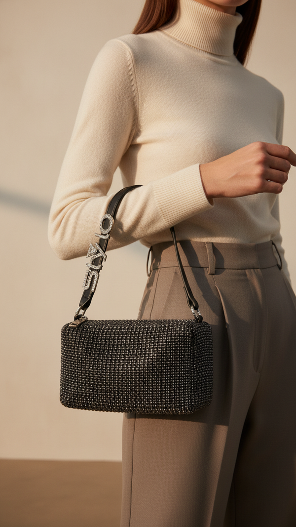 Black Fancy Clutch P36329