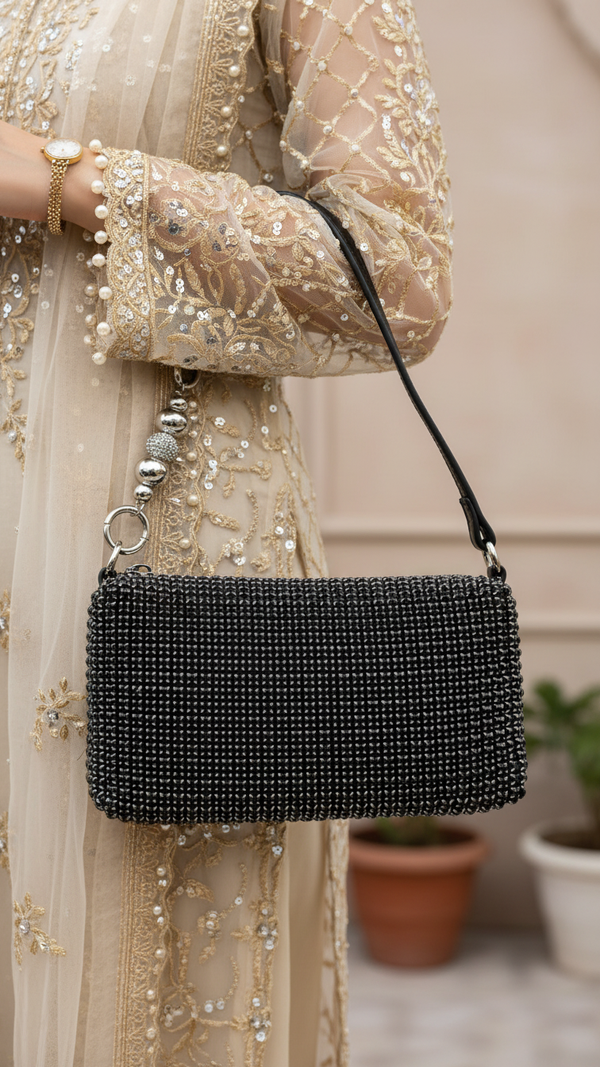 Black Fancy Clutch P36333
