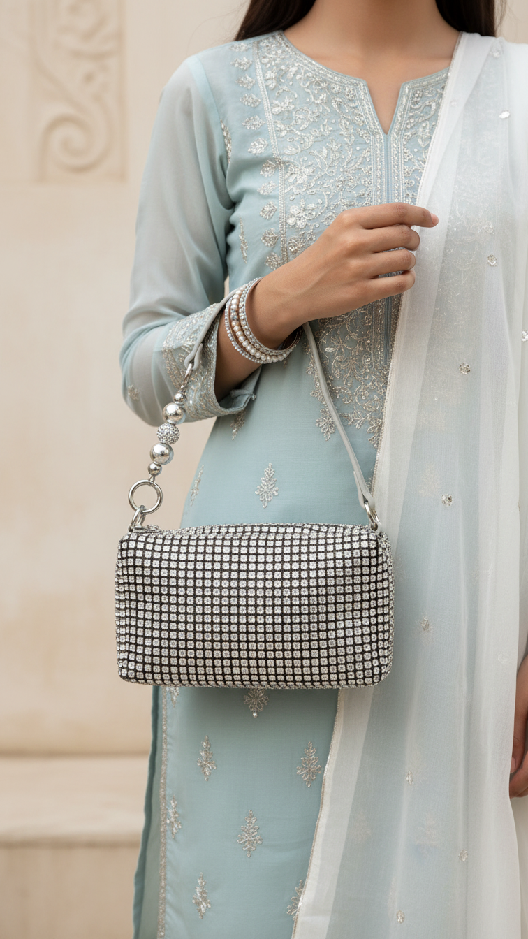 Silver Fancy Clutch P36333