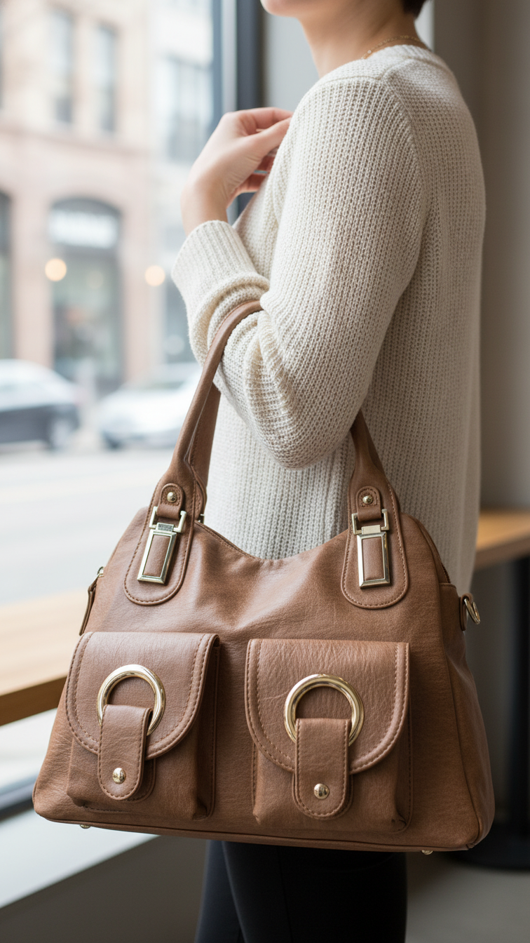 Khaki Formal Shoulder Bag P36353