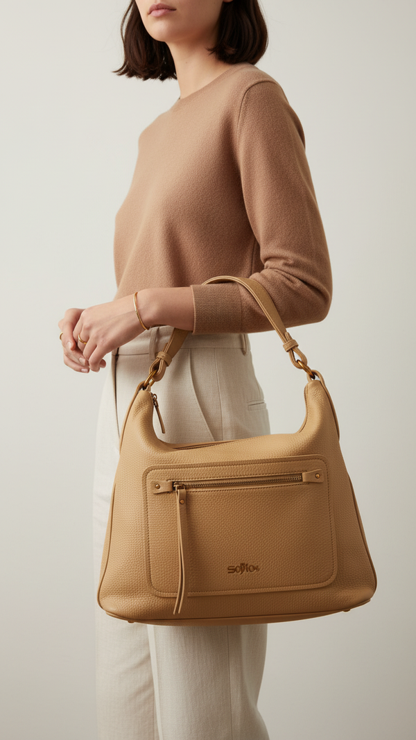 Khaki Women Formal Shoulder Bag P36361