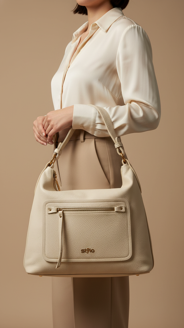 Beige Women Formal Shoulder Bag P36361