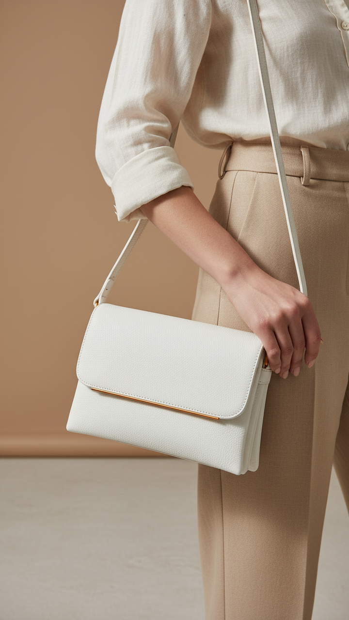 White Women Formal Shoulder Bag P36366
