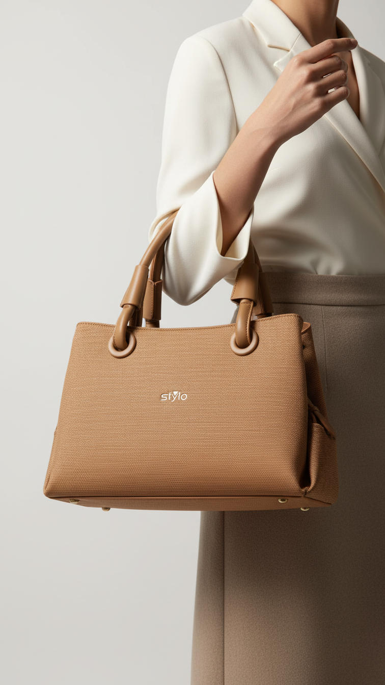 Khaki Formal Hand Bag For Ladies P36372