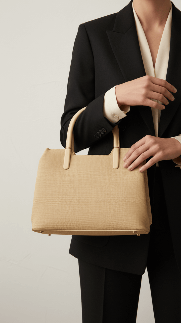 Beige Formal Hand Bag For Ladies P36378