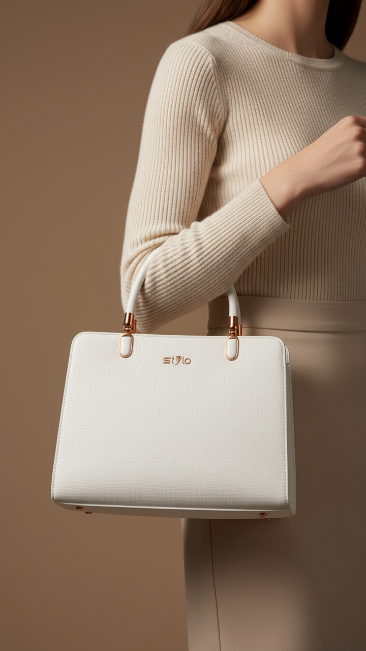 White Formal Hand Bag P36380