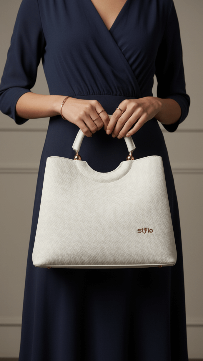 White Formal Hand Bag P36385